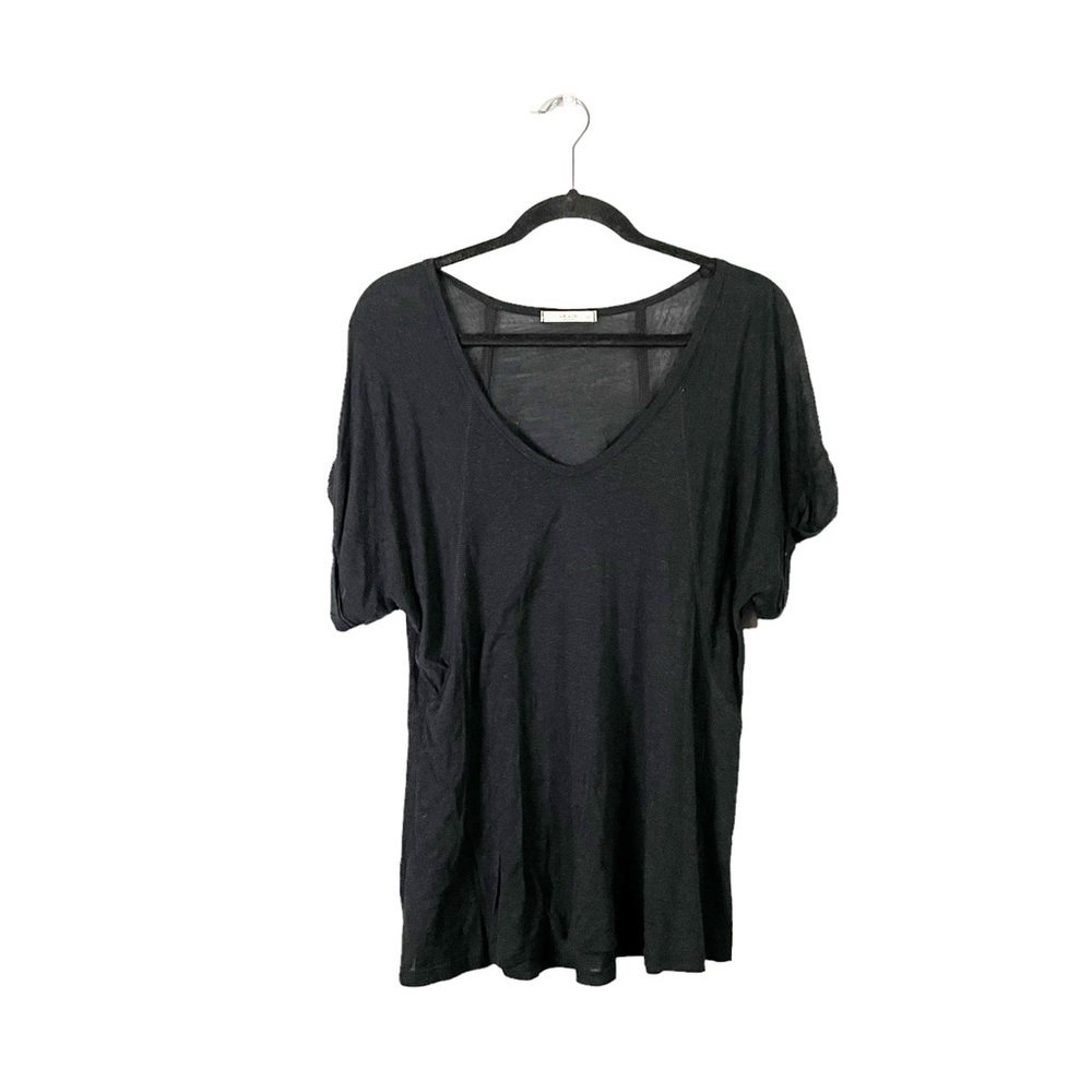 Le Lis Black Casual Preppy Short Sleeve V Neck Tee Blouse Top Size Medium